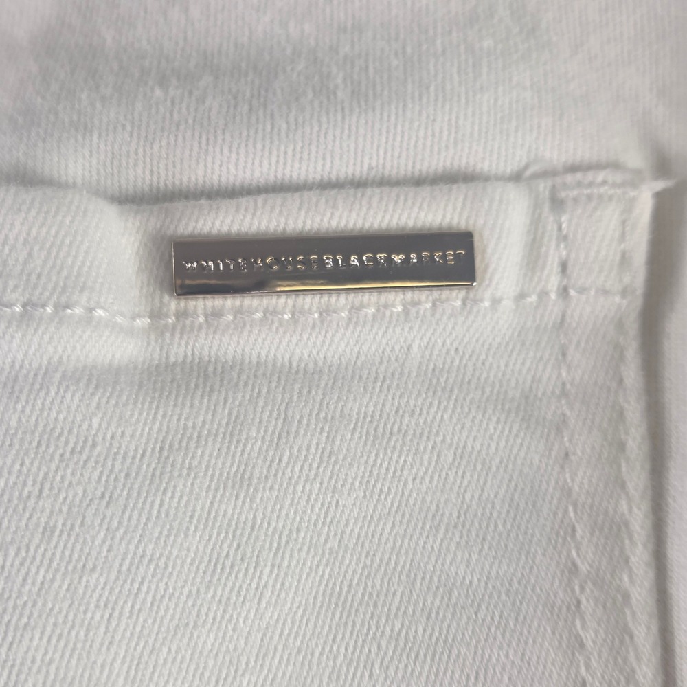 White House Black Market High Rise Wide Leg Sailor Pants White Silver Button 00L - Picture 8 of 11